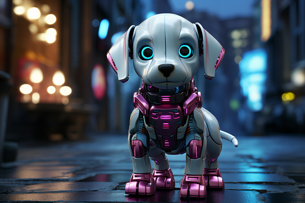 Petit chien robot, photo générée par une ia